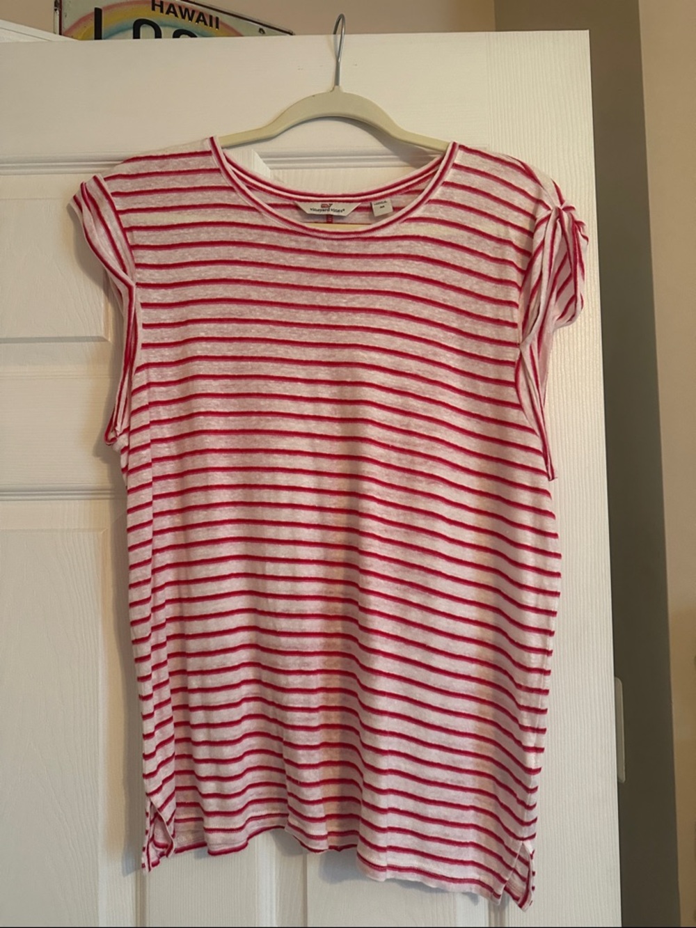 Vineyard Vines Pink and White Striped Sleeveless Tank